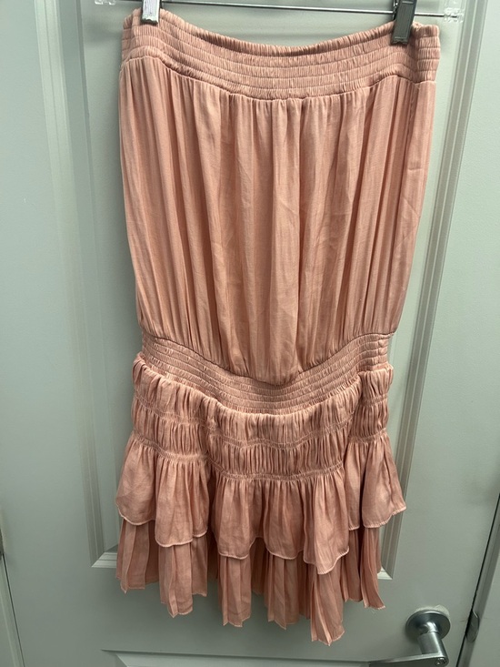 Pants Store Strapless Blouson Tiered Mini Dress - Pink - Picture 4 of 9